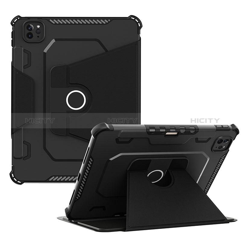 Custodia Silicone e Plastica Opaca Cover con Supporto L04 per Apple iPad Pro 11 (2022) Nero