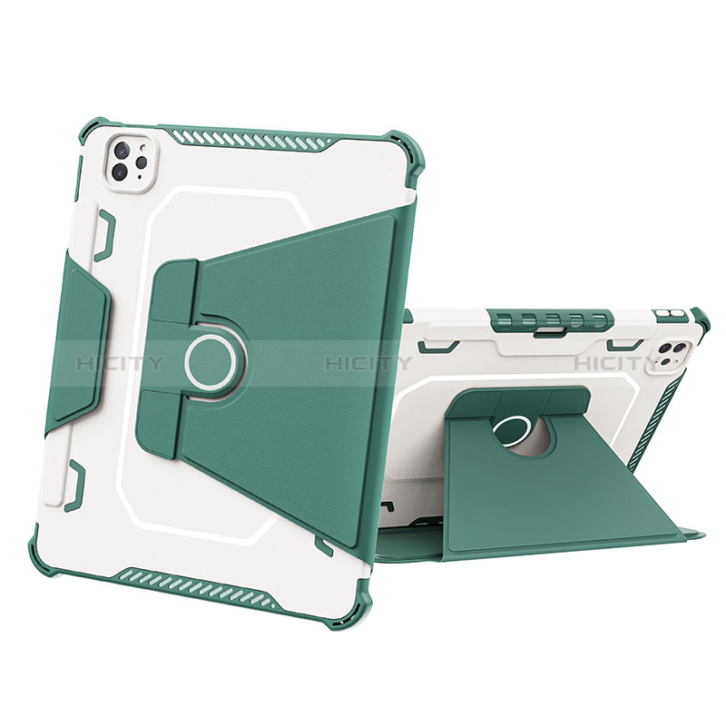 Custodia Silicone e Plastica Opaca Cover con Supporto L05 per Apple iPad Pro 11 (2022) Verde