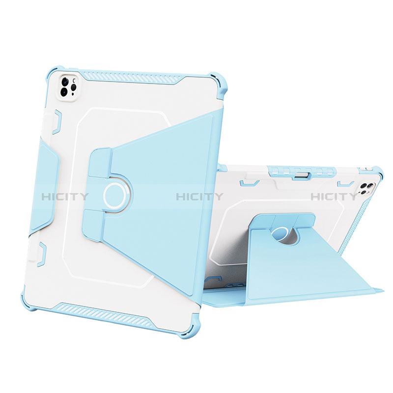 Custodia Silicone e Plastica Opaca Cover con Supporto L05 per Apple iPad Pro 12.9 (2021) Blu