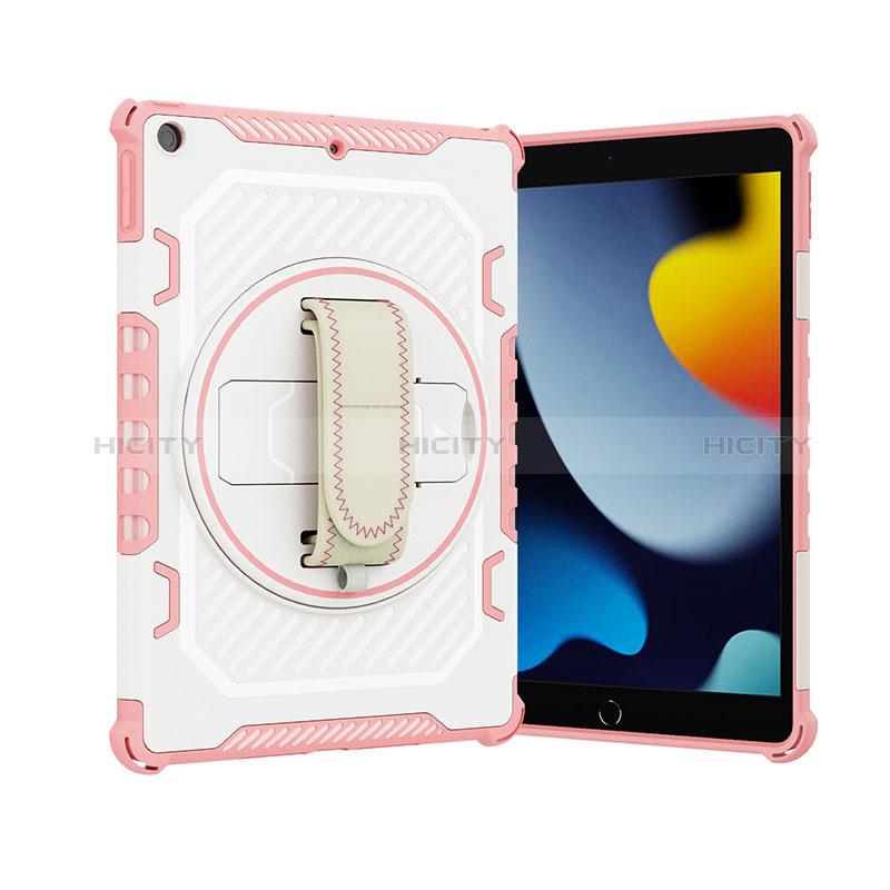 Custodia Silicone e Plastica Opaca Cover con Supporto L06 per Apple iPad 10.2 (2019) Oro Rosa