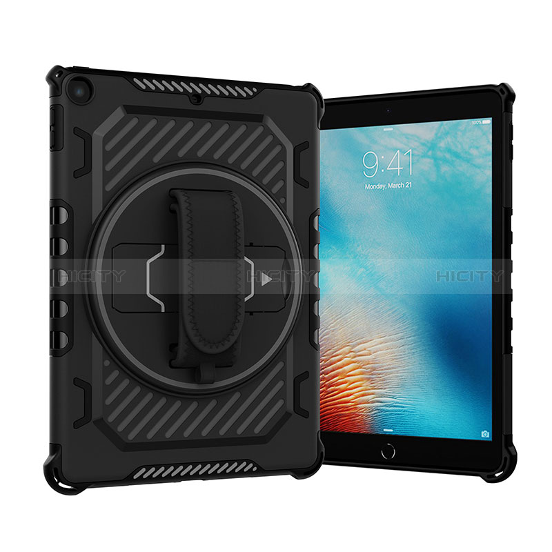 Custodia Silicone e Plastica Opaca Cover con Supporto L07 per Apple New iPad 9.7 (2017) Nero