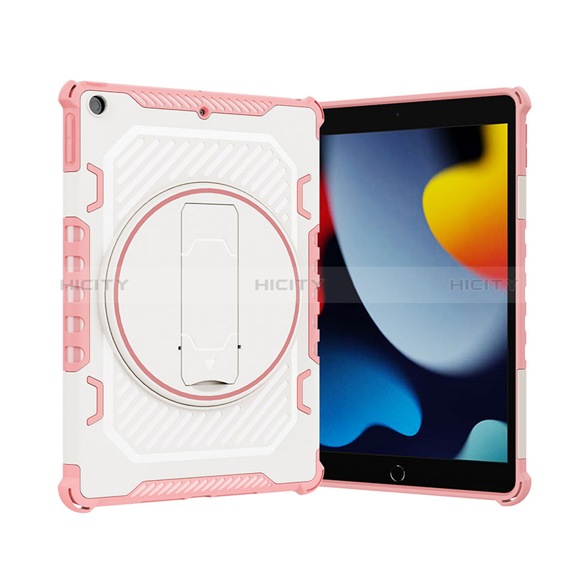 Custodia Silicone e Plastica Opaca Cover con Supporto L09 per Apple iPad 10.2 (2019) Oro Rosa