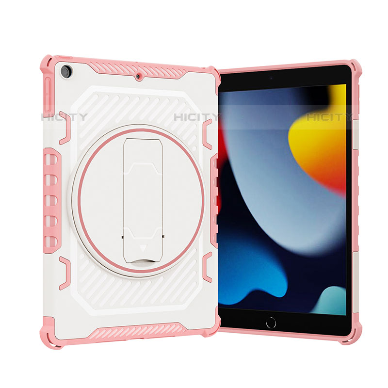 Custodia Silicone e Plastica Opaca Cover con Supporto L09 per Apple iPad 10.2 (2020) Oro Rosa