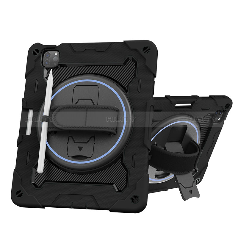 Custodia Silicone e Plastica Opaca Cover con Supporto L10 per Apple iPad Pro 11 (2022) Nero