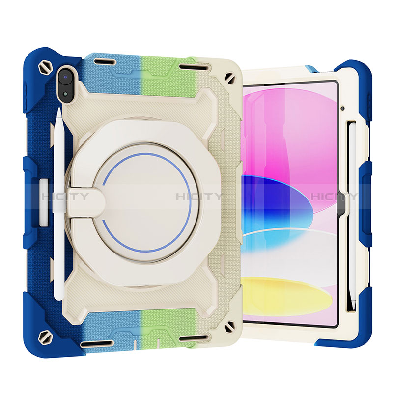 Custodia Silicone e Plastica Opaca Cover con Supporto L11 per Apple iPad 10.9 (2022) Cielo Blu