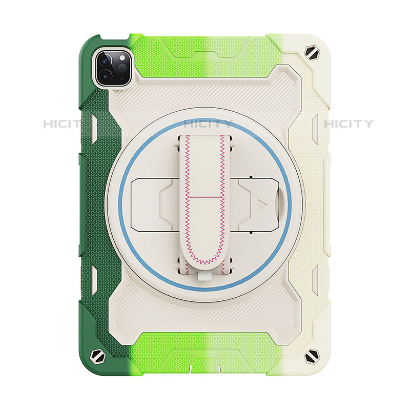 Custodia Silicone e Plastica Opaca Cover con Supporto L11 per Apple iPad Pro 11 (2021) Verde