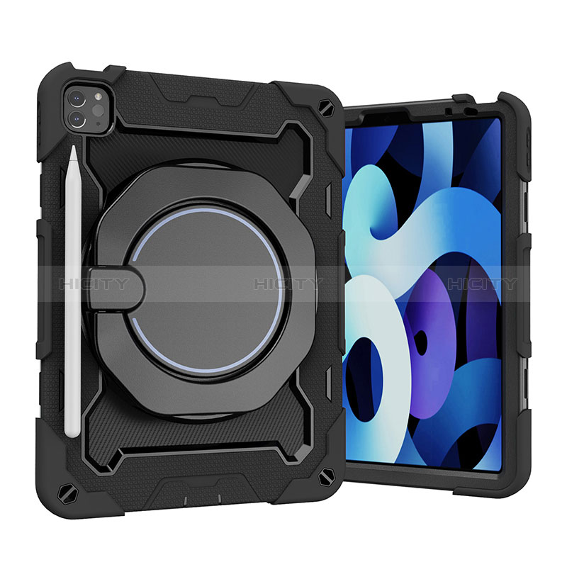 Custodia Silicone e Plastica Opaca Cover con Supporto L13 per Apple iPad Pro 11 (2022) Nero