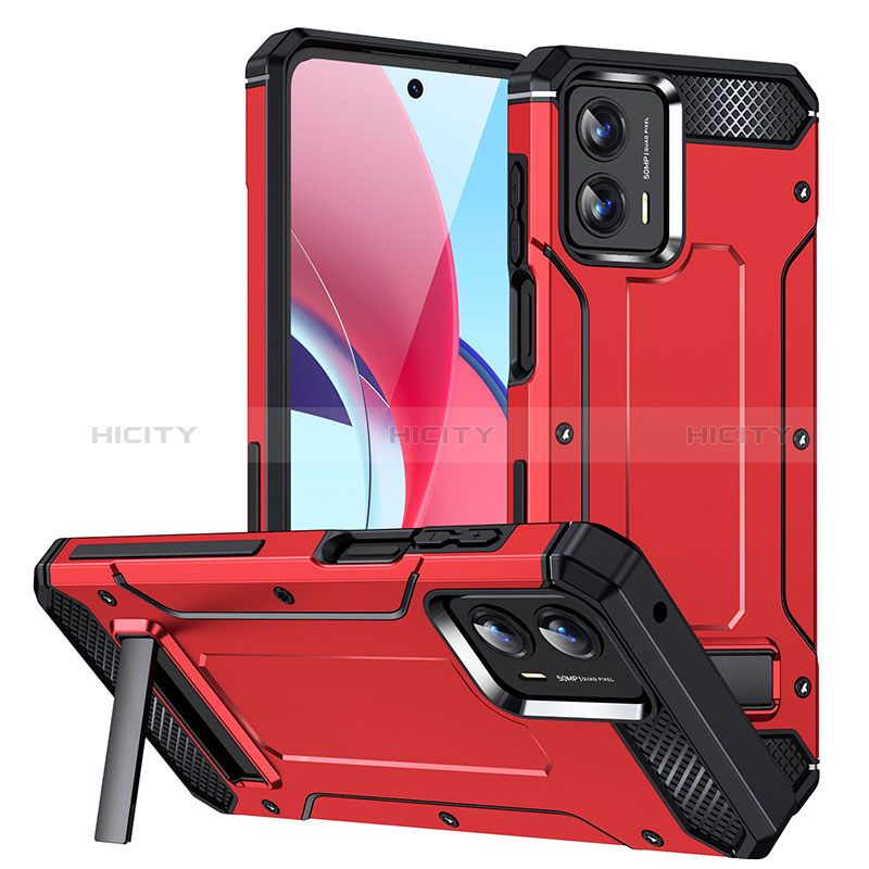 Custodia Silicone e Plastica Opaca Cover con Supporto MQ1 per Motorola Moto G 5G (2023) Rosso