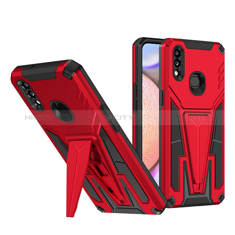 Custodia Silicone e Plastica Opaca Cover con Supporto MQ1 per Samsung Galaxy A10s Rosso