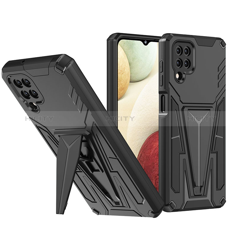 Custodia Silicone e Plastica Opaca Cover con Supporto MQ1 per Samsung Galaxy A12 Nacho Nero