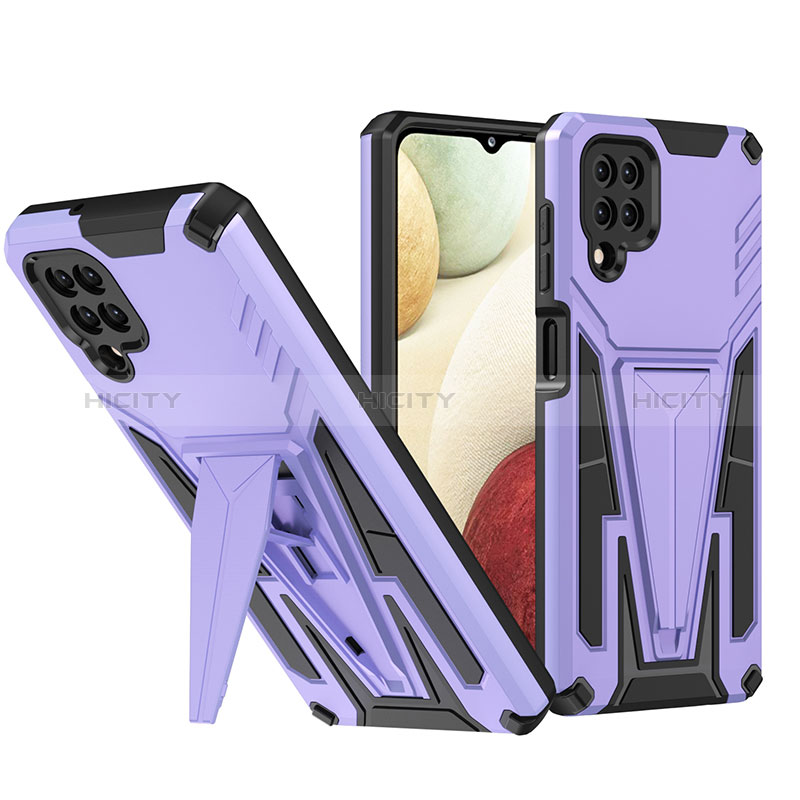 Custodia Silicone e Plastica Opaca Cover con Supporto MQ1 per Samsung Galaxy A12 Nacho Viola