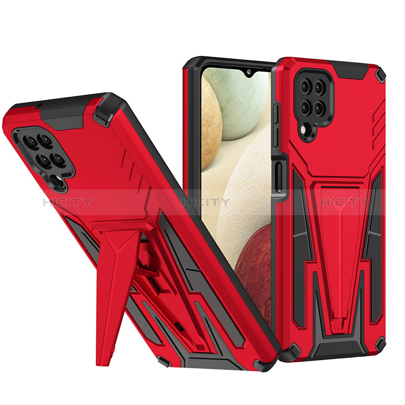 Custodia Silicone e Plastica Opaca Cover con Supporto MQ1 per Samsung Galaxy A12 Rosso