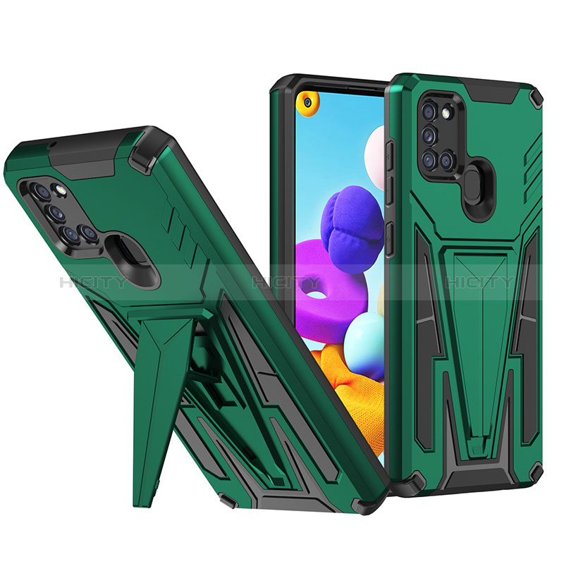 Custodia Silicone e Plastica Opaca Cover con Supporto MQ1 per Samsung Galaxy A21