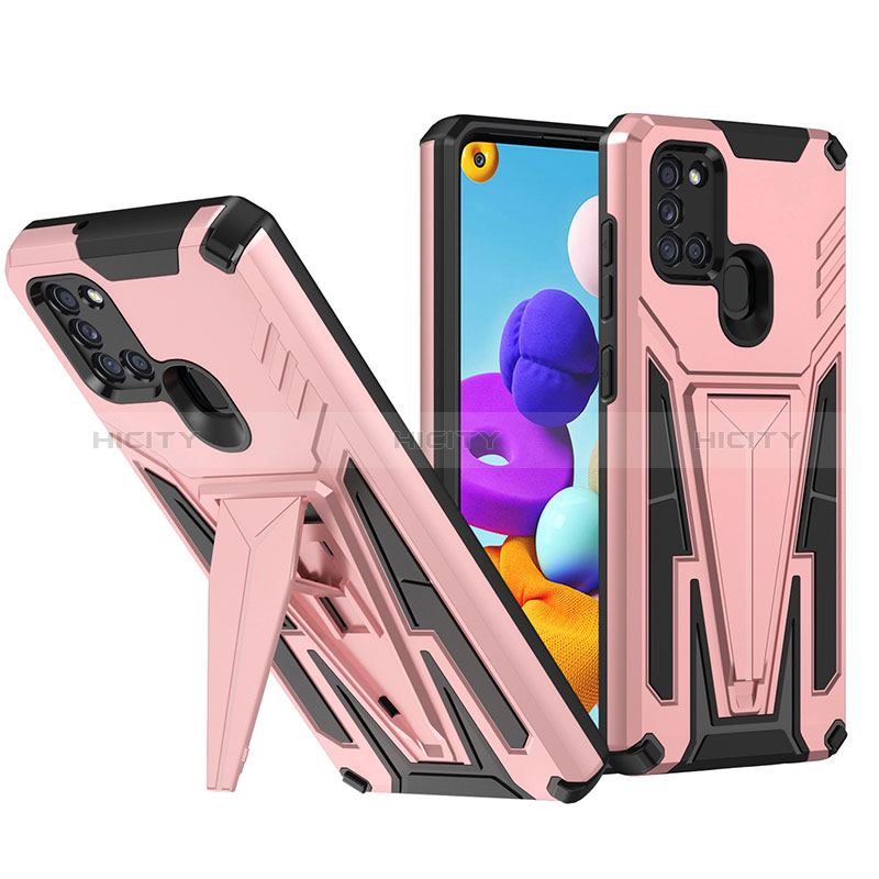 Custodia Silicone e Plastica Opaca Cover con Supporto MQ1 per Samsung Galaxy A21