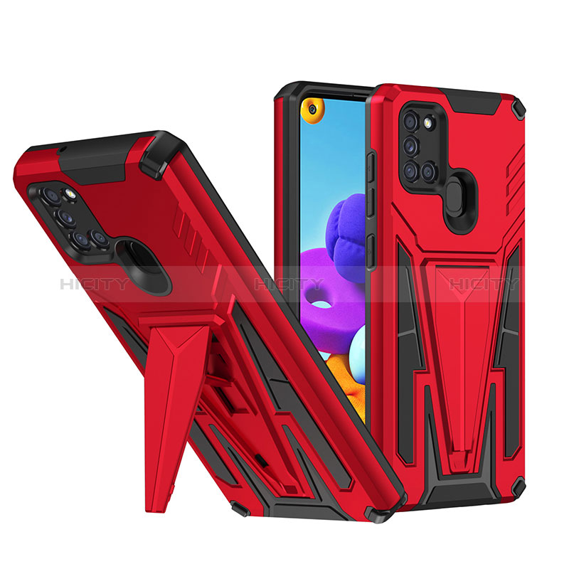 Custodia Silicone e Plastica Opaca Cover con Supporto MQ1 per Samsung Galaxy A21s