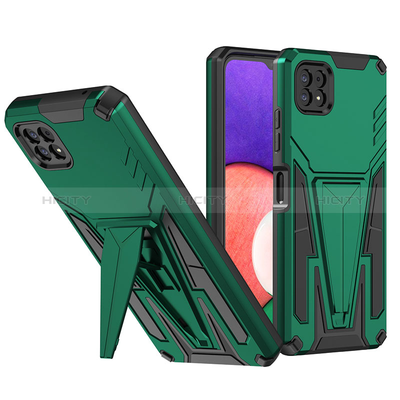 Custodia Silicone e Plastica Opaca Cover con Supporto MQ1 per Samsung Galaxy A22s 5G Verde