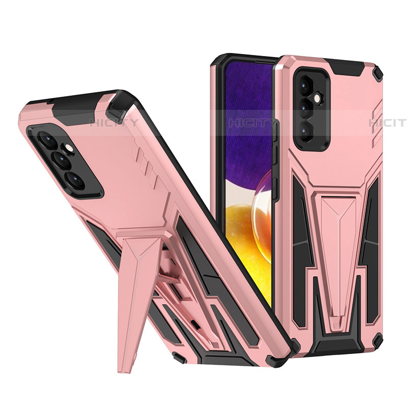 Custodia Silicone e Plastica Opaca Cover con Supporto MQ1 per Samsung Galaxy A24 4G Oro Rosa