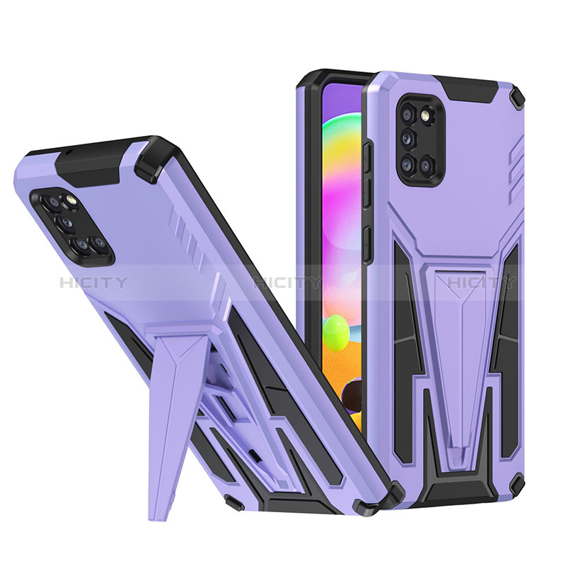 Custodia Silicone e Plastica Opaca Cover con Supporto MQ1 per Samsung Galaxy A31 Viola