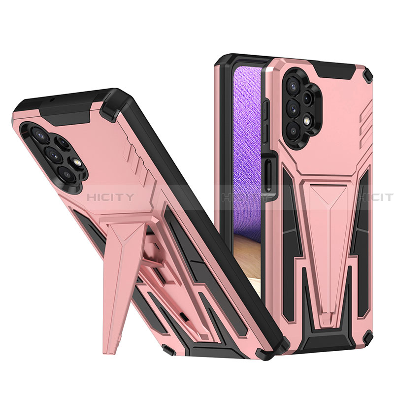 Custodia Silicone e Plastica Opaca Cover con Supporto MQ1 per Samsung Galaxy A32 4G Oro Rosa