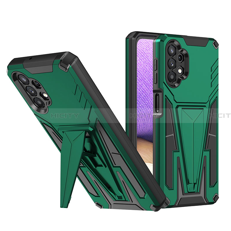 Custodia Silicone e Plastica Opaca Cover con Supporto MQ1 per Samsung Galaxy A32 4G Verde