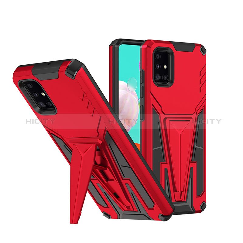 Custodia Silicone e Plastica Opaca Cover con Supporto MQ1 per Samsung Galaxy A51 4G Rosso