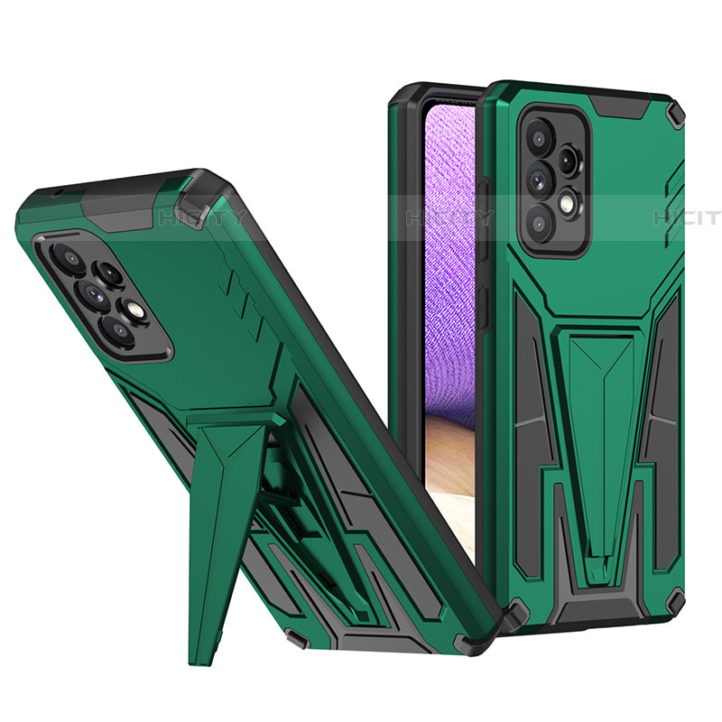 Custodia Silicone e Plastica Opaca Cover con Supporto MQ1 per Samsung Galaxy A52 4G Verde