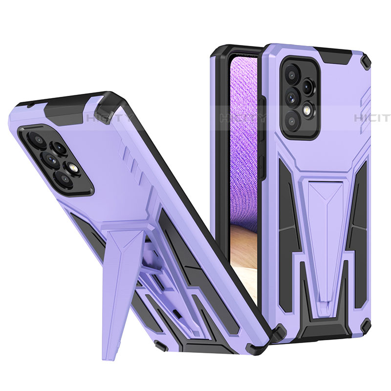 Custodia Silicone e Plastica Opaca Cover con Supporto MQ1 per Samsung Galaxy A52 4G Viola