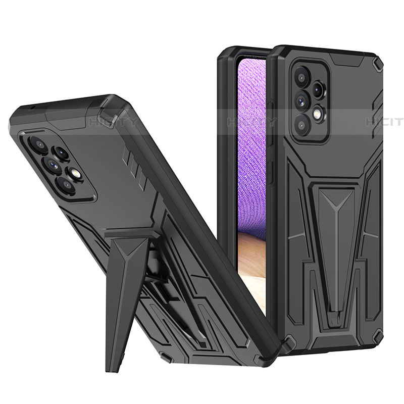 Custodia Silicone e Plastica Opaca Cover con Supporto MQ1 per Samsung Galaxy A52 5G Nero