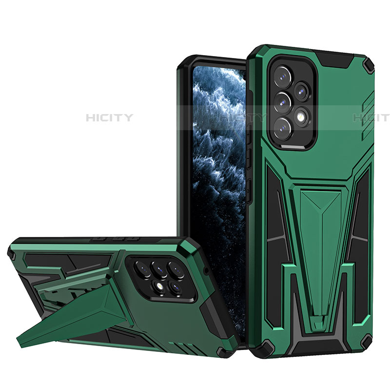 Custodia Silicone e Plastica Opaca Cover con Supporto MQ1 per Samsung Galaxy A53 5G Verde