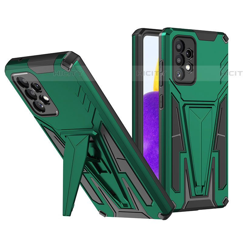 Custodia Silicone e Plastica Opaca Cover con Supporto MQ1 per Samsung Galaxy A72 4G Verde