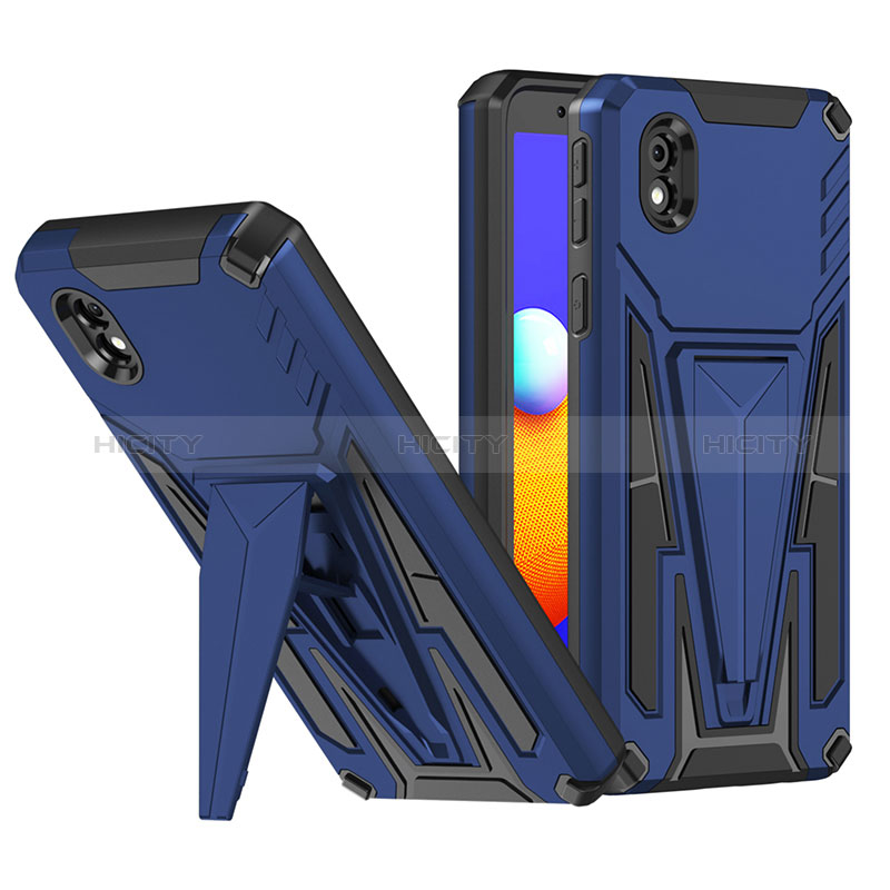 Custodia Silicone e Plastica Opaca Cover con Supporto MQ1 per Samsung Galaxy M01 Core Blu