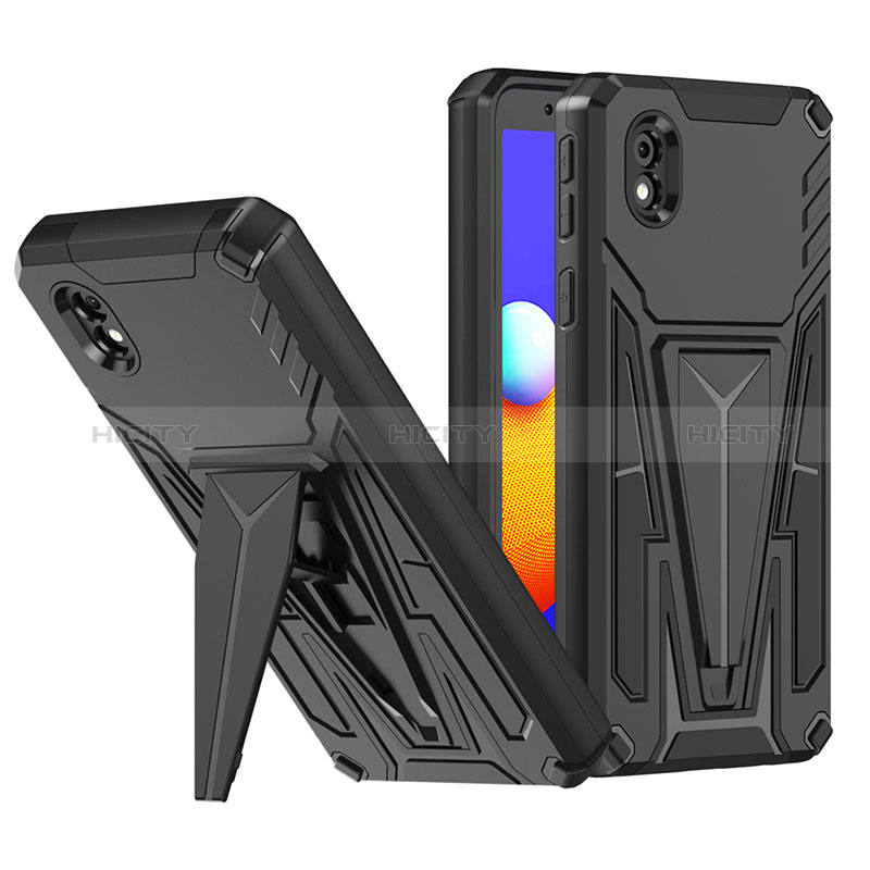 Custodia Silicone e Plastica Opaca Cover con Supporto MQ1 per Samsung Galaxy M01 Core Nero