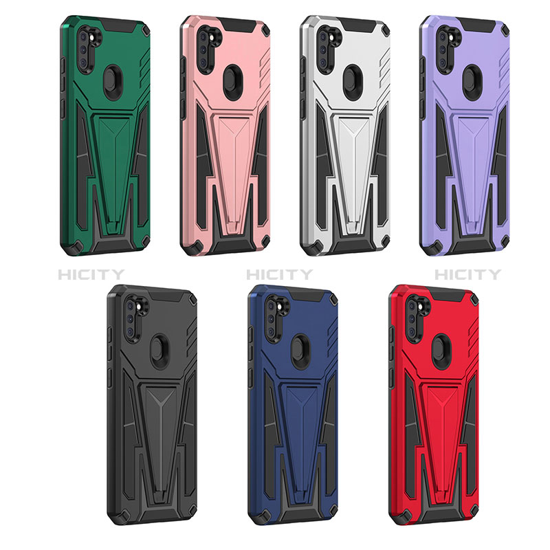 Custodia Silicone e Plastica Opaca Cover con Supporto MQ1 per Samsung Galaxy M11