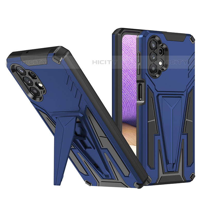Custodia Silicone e Plastica Opaca Cover con Supporto MQ1 per Samsung Galaxy M32 5G Blu