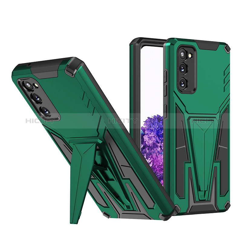 Custodia Silicone e Plastica Opaca Cover con Supporto MQ1 per Samsung Galaxy S20 Verde