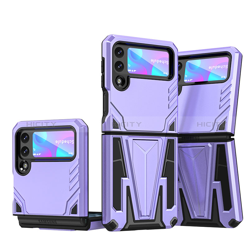 Custodia Silicone e Plastica Opaca Cover con Supporto MQ1 per Samsung Galaxy Z Flip3 5G Viola