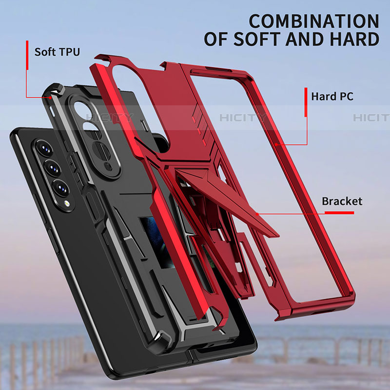 Custodia Silicone e Plastica Opaca Cover con Supporto MQ1 per Samsung Galaxy Z Fold4 5G