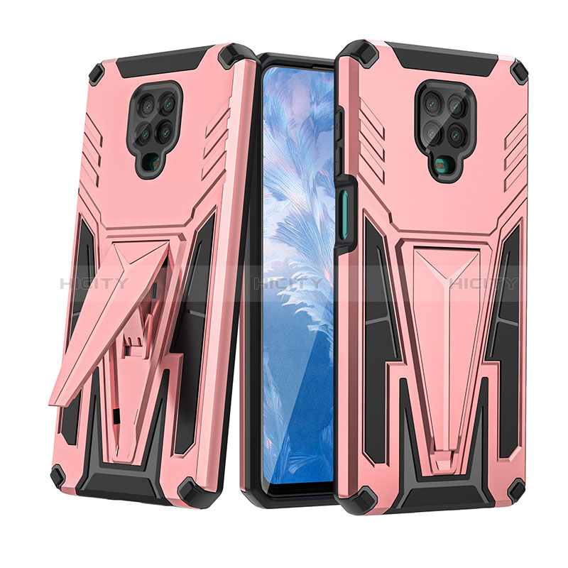 Custodia Silicone e Plastica Opaca Cover con Supporto MQ1 per Xiaomi Poco M2 Pro Oro Rosa