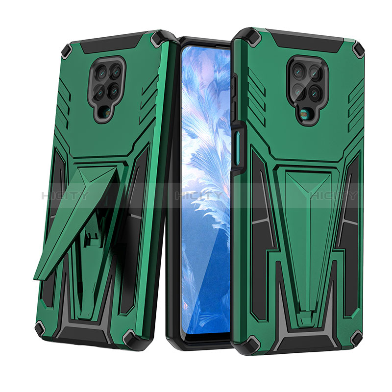 Custodia Silicone e Plastica Opaca Cover con Supporto MQ1 per Xiaomi Poco M2 Pro Verde