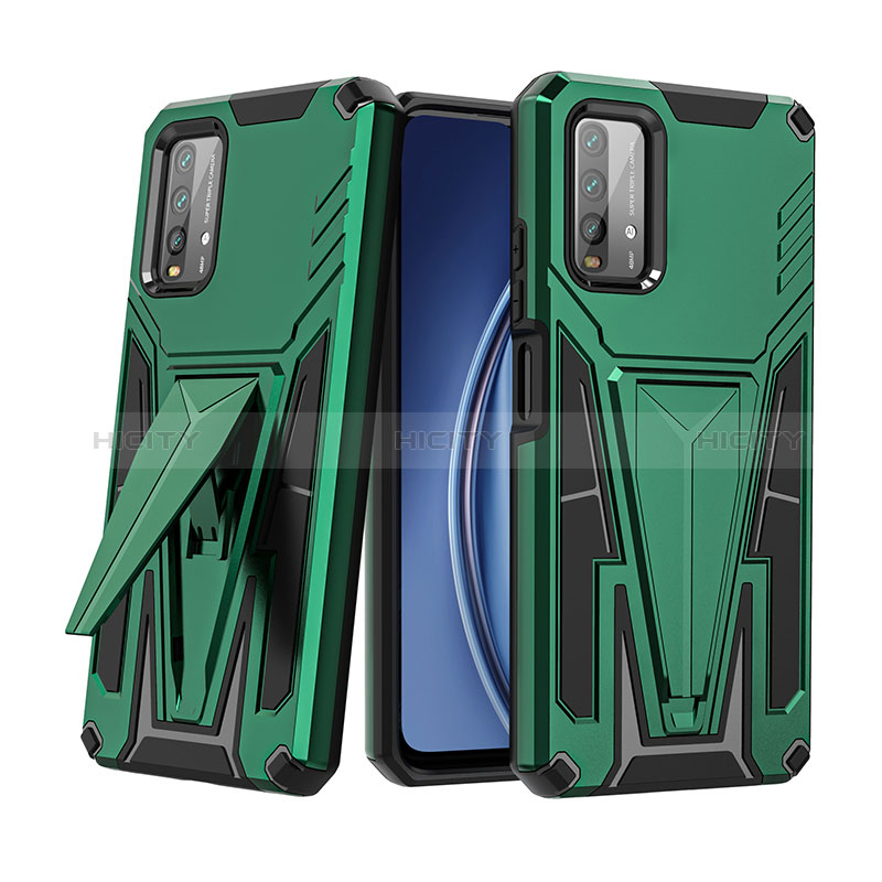 Custodia Silicone e Plastica Opaca Cover con Supporto MQ1 per Xiaomi Redmi 9 Power Verde