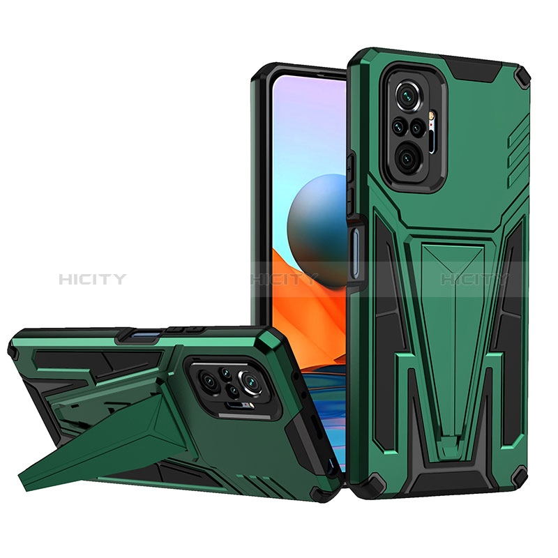 Custodia Silicone e Plastica Opaca Cover con Supporto MQ1 per Xiaomi Redmi Note 10 Pro 4G Verde