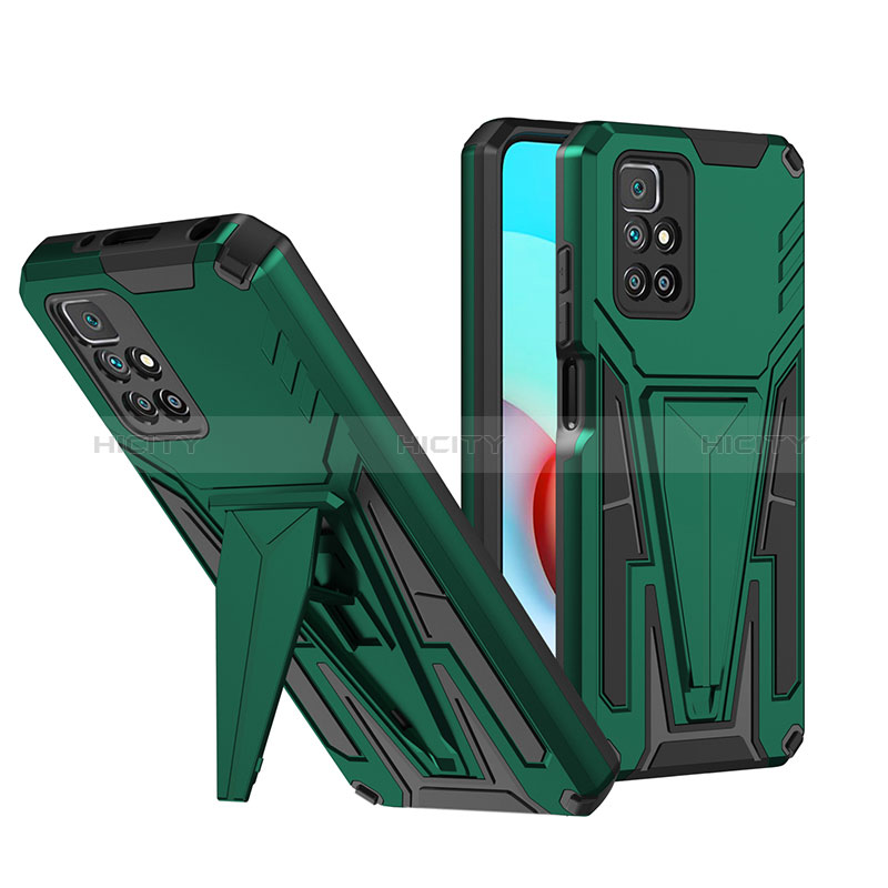 Custodia Silicone e Plastica Opaca Cover con Supporto MQ1 per Xiaomi Redmi Note 11 4G (2021) Verde