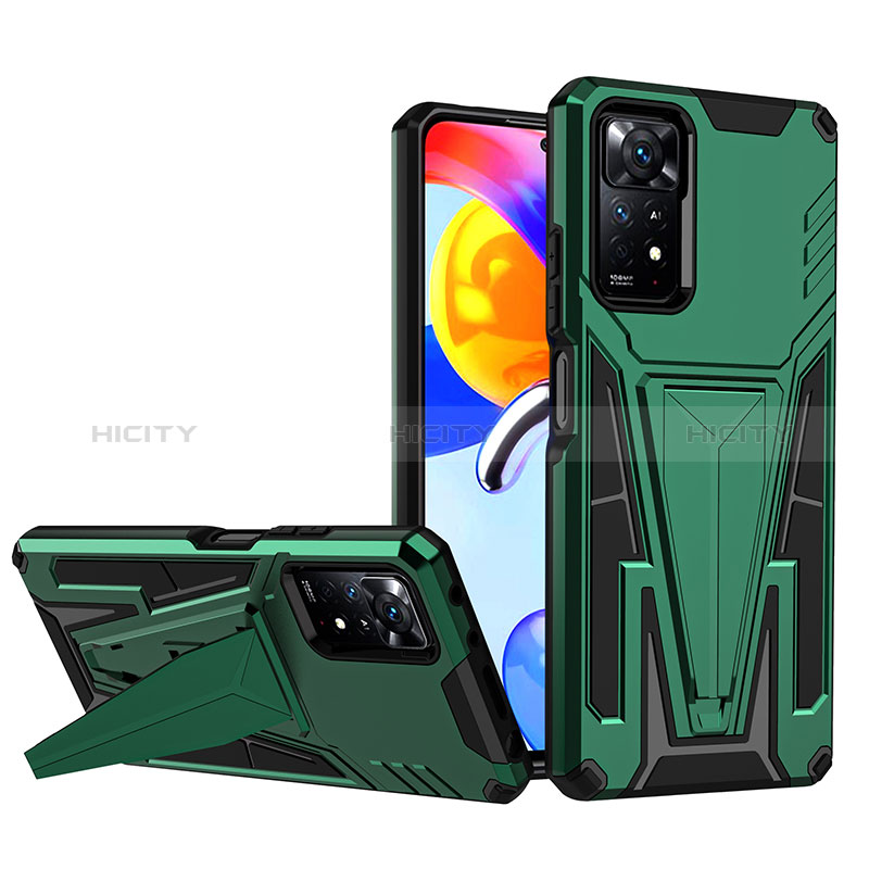 Custodia Silicone e Plastica Opaca Cover con Supporto MQ1 per Xiaomi Redmi Note 11 Pro 5G