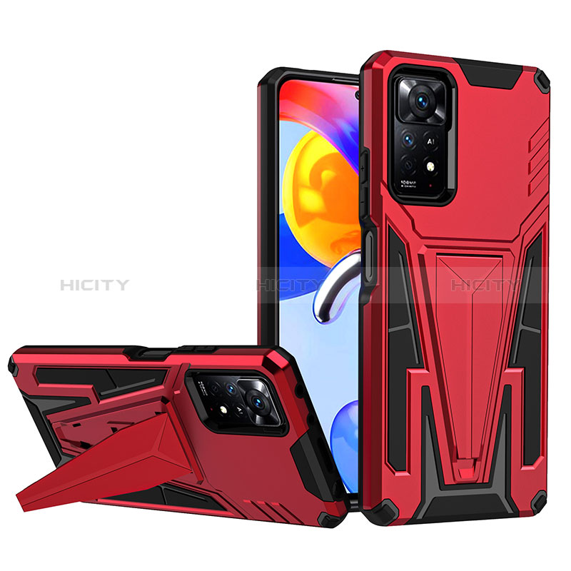 Custodia Silicone e Plastica Opaca Cover con Supporto MQ1 per Xiaomi Redmi Note 12 Pro 4G Rosso