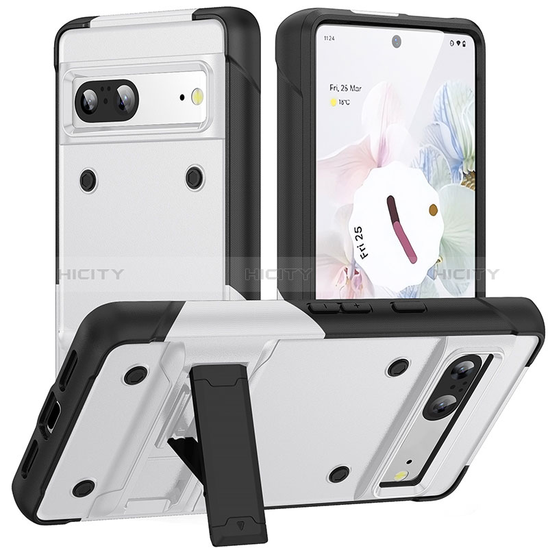 Custodia Silicone e Plastica Opaca Cover con Supporto MQ2 per Google Pixel 7 5G