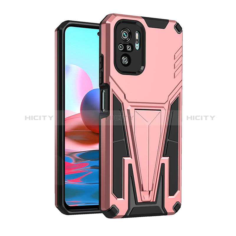 Custodia Silicone e Plastica Opaca Cover con Supporto MQ2 per Xiaomi Redmi Note 10 4G