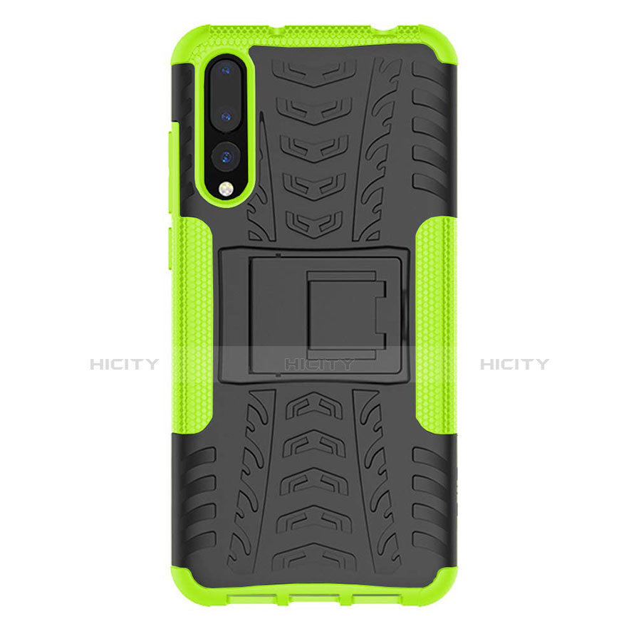 Custodia Silicone e Plastica Opaca Cover con Supporto P02 per Huawei P20 Pro Verde