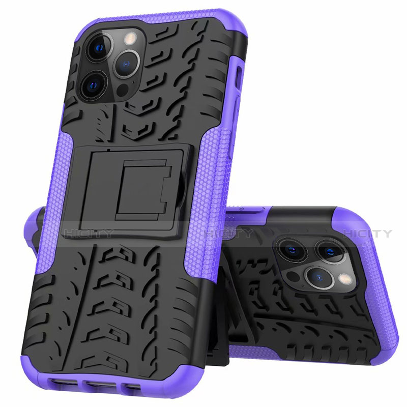 Custodia Silicone e Plastica Opaca Cover con Supporto per Apple iPhone 12 Pro Viola