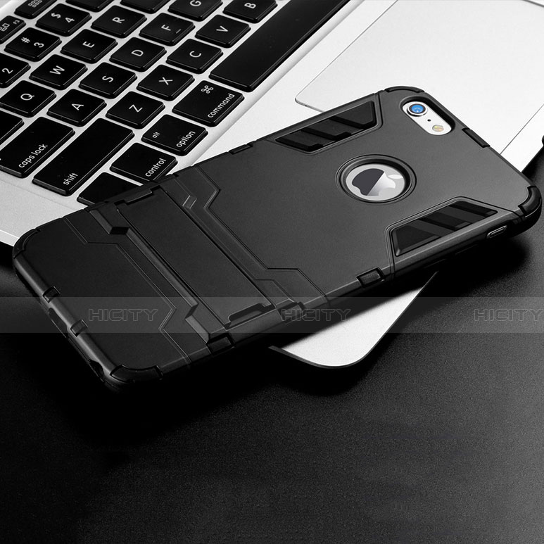 Custodia Silicone e Plastica Opaca Cover con Supporto per Apple iPhone 6 Plus