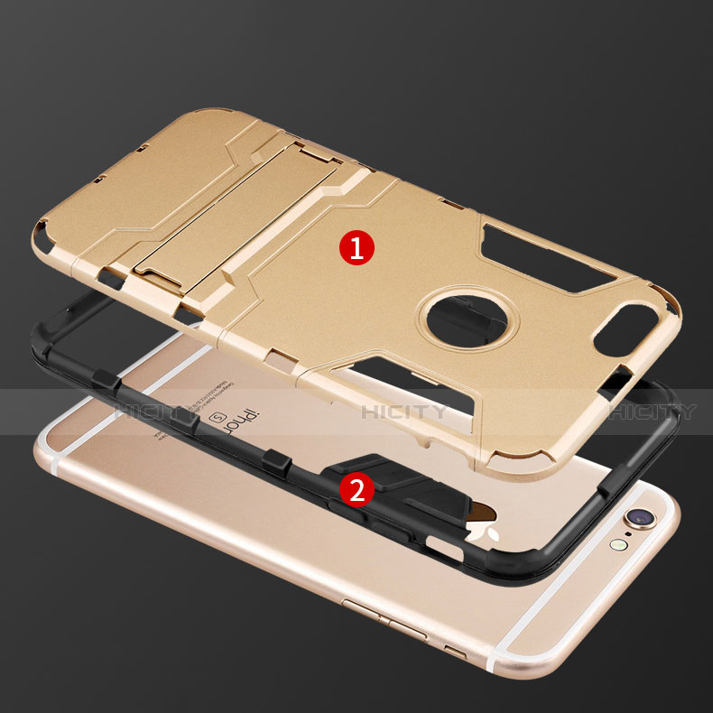 Custodia Silicone e Plastica Opaca Cover con Supporto per Apple iPhone 6S